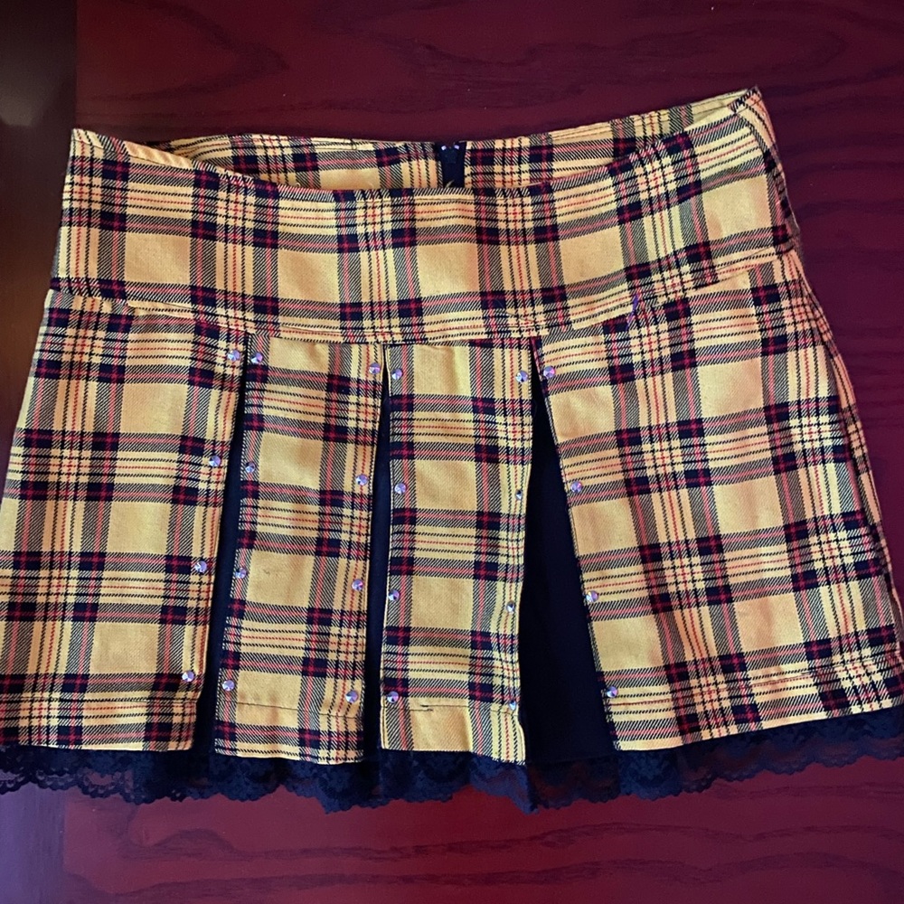 Blest yellow plaid mini skirt size medium